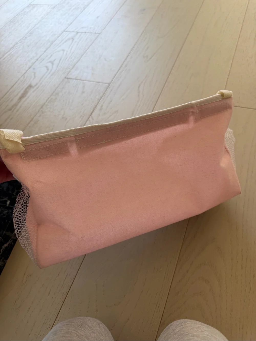 Pink Canvas Dorm bedside Pouch with Front Pockets